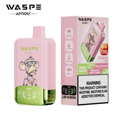 Waspe 40 000 Double Flavor Fizzy Cherry Ice - Blueberry Cotton Candy