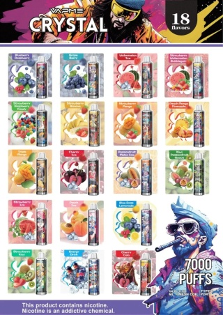 Vapme Crystal Jednorazowy e-papieros 7000 buchów o smaku Strawberry Red Bull
