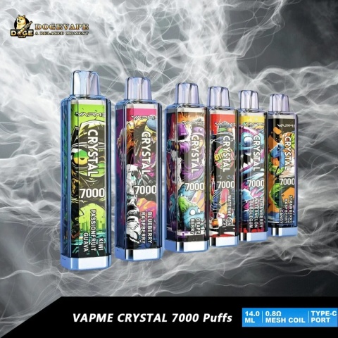Vapme Crystal Jednorazowy e-papieros 7000 buchów o smaku Strawberry Red Bull