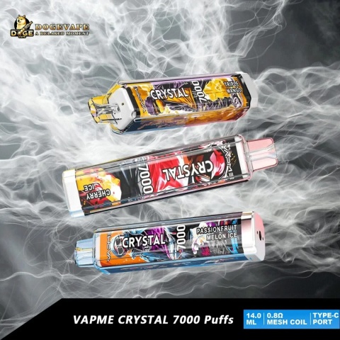 Vapme Crystal Jednorazowy e-papieros 7000 buchów o smaku Grape Ice