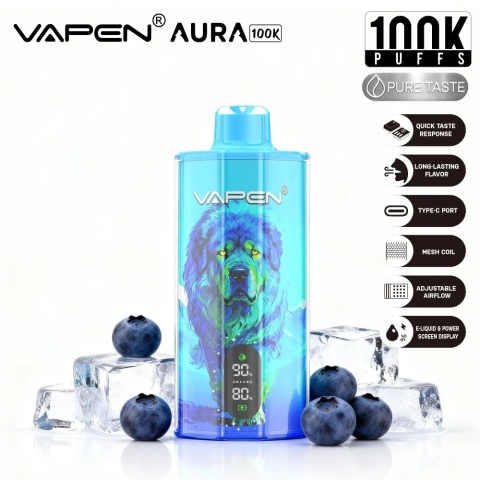 Jednorazowy e-papieros Vapen Aura 100 000 o smaku Blueberry Ice
