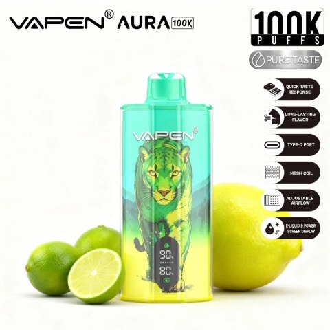 Jednorazowy e-papieros Vapen Aura 100 000 o smaku Lemon Lime