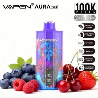 Jednorazowy e-papieros Vapen Aura 100 000 o smaku Mixed Berries