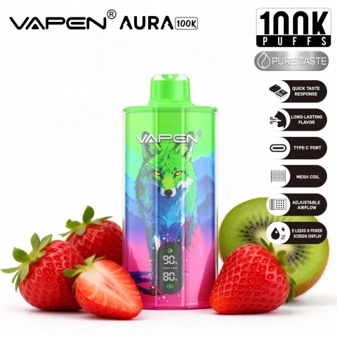 Jednorazowy e-papieros Vapen Aura 100 000 o smaku Strawberry Kiwi