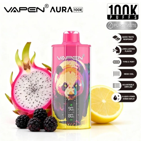 Jednorazowy e-papieros Vapen Aura 100 000 o smaku Black Dragon Ice
